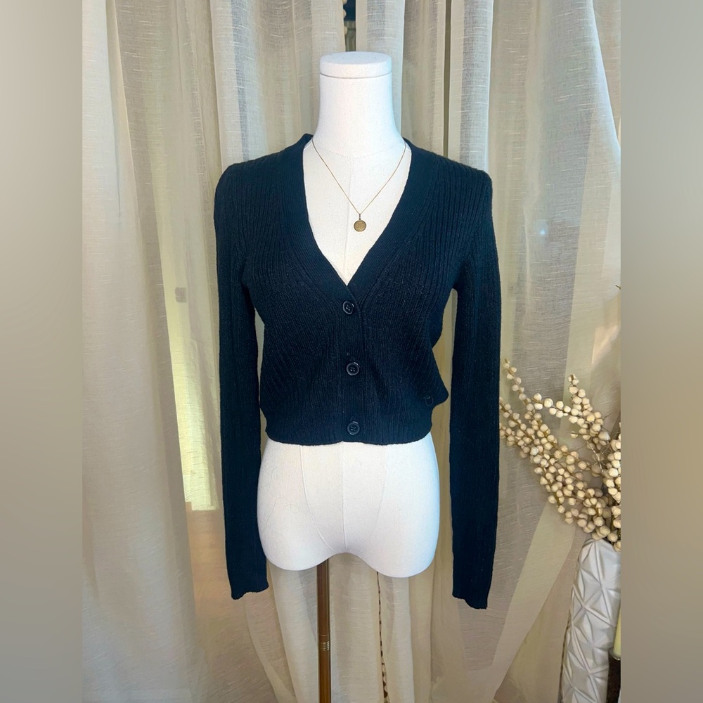 H&M Divided black knit cardigan button up small